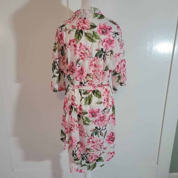 Show Me Your Mumu Size OS Brie Robe Floral Pink Rose Tie 100% Polyester - Picture 8 of 13